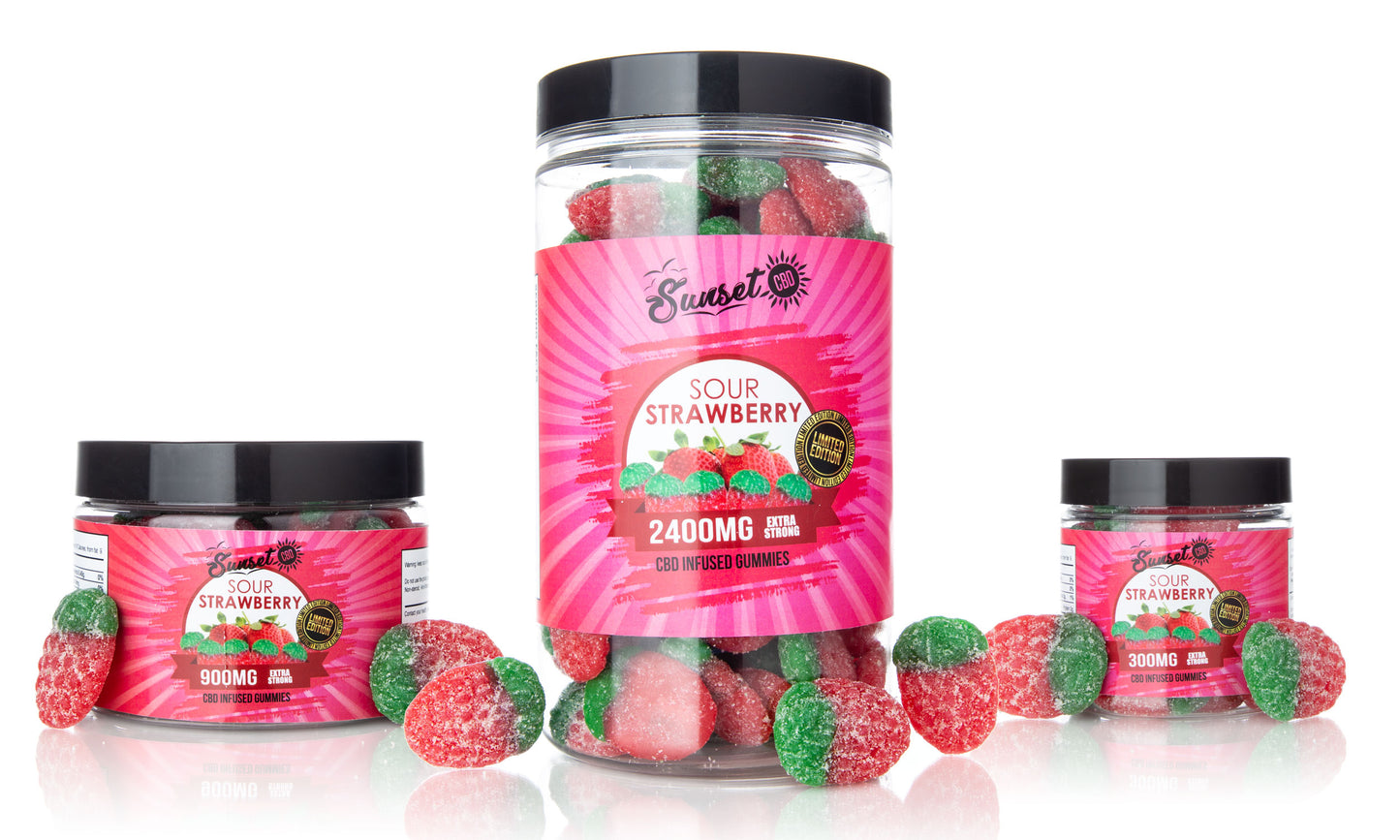 Sunset CBD Infused Sour Strawberry Gummies