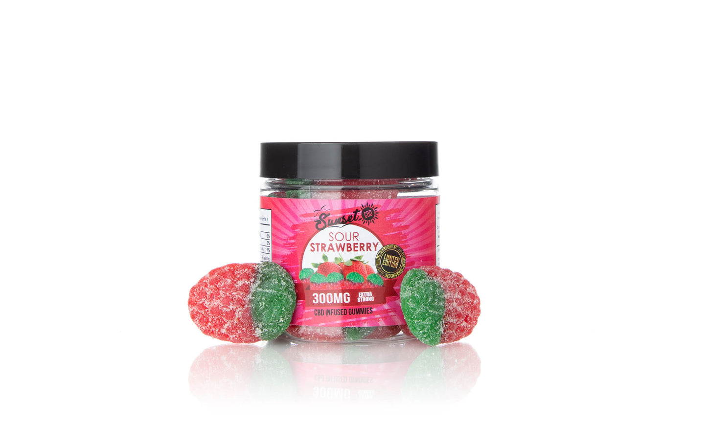 Sunset CBD Infused Sour Strawberry Gummies