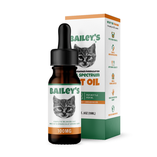 Bailey's Full Spectrum Hemp Derived CBD Oil For Cats 100MG 15ml Tincture