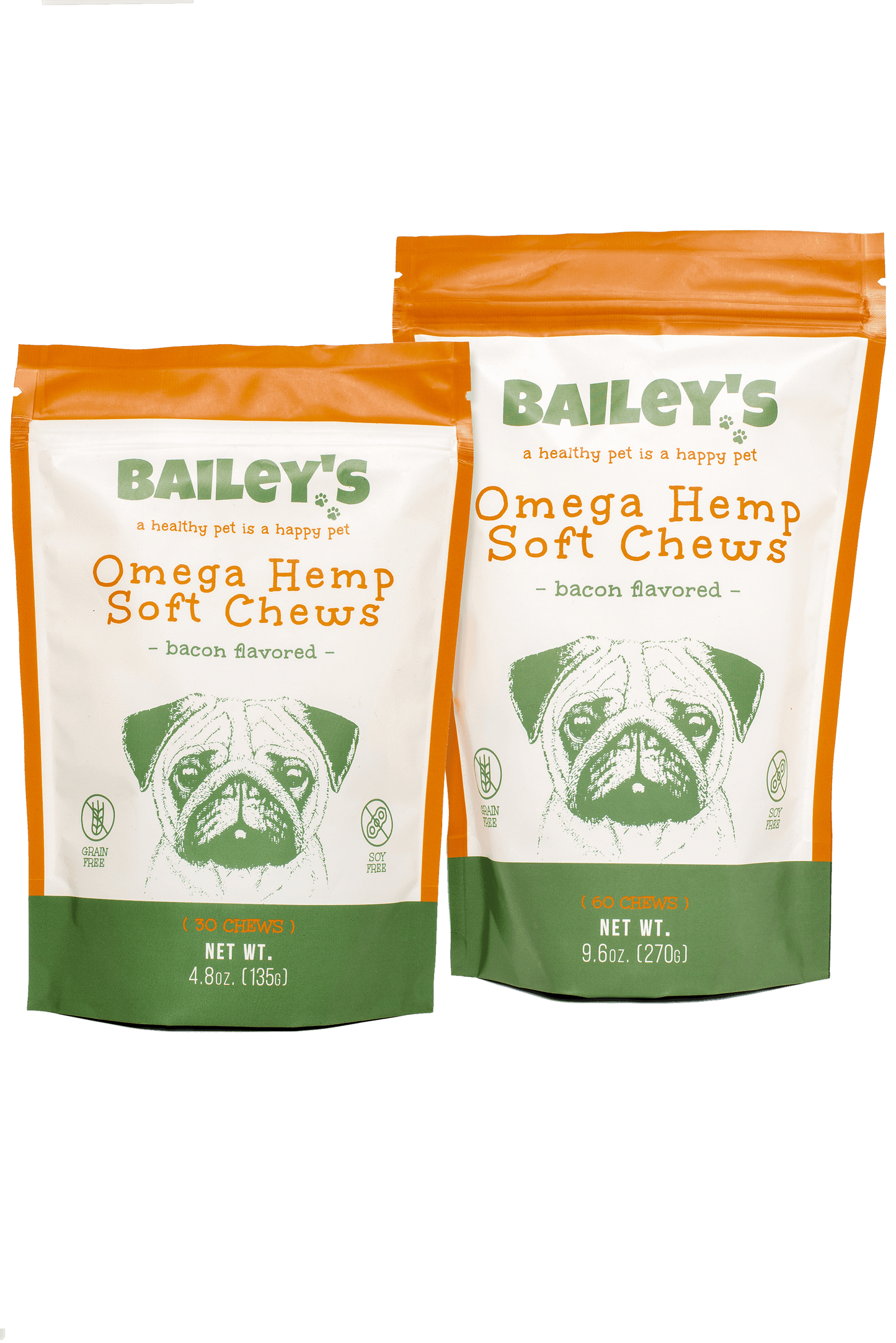 Bailey's Omega Hemp Soft Chews - Bacon Flavored- 60 Count (NEW!)