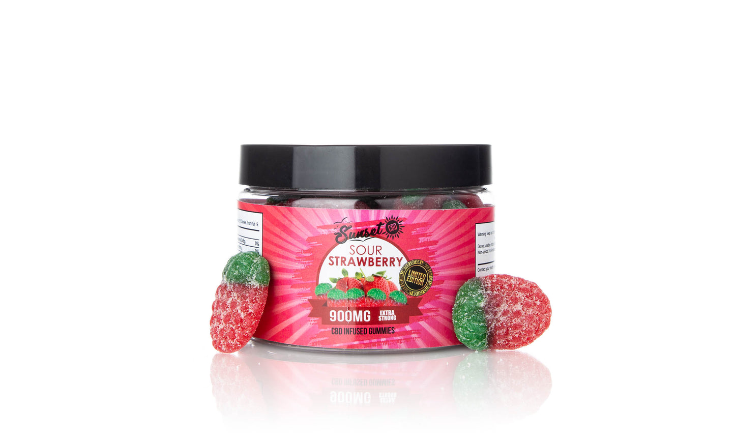 Sunset CBD Infused Sour Strawberry Gummies