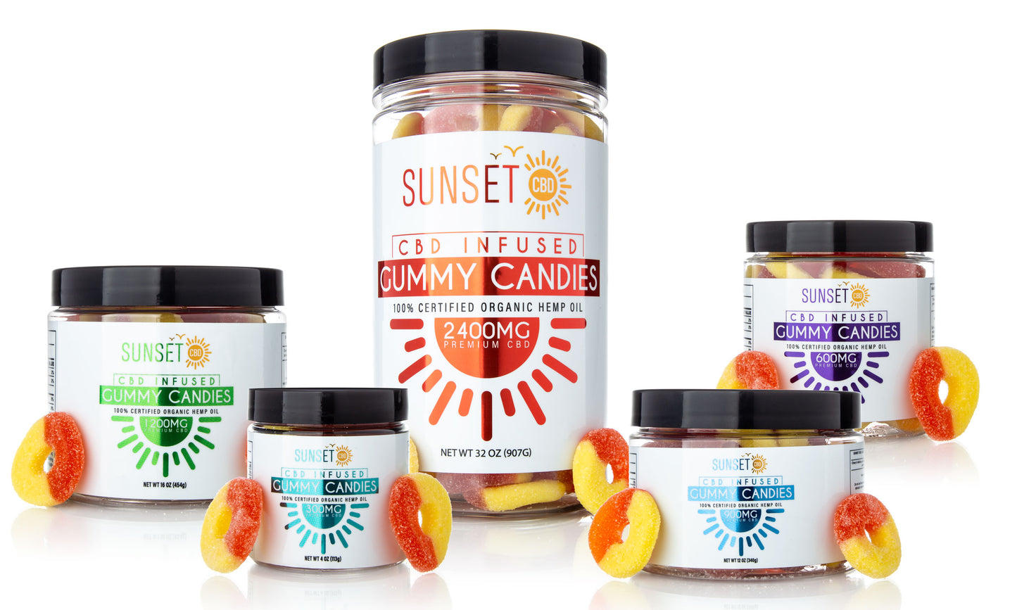 Sunset CBD Infused Peach Gummy Rings